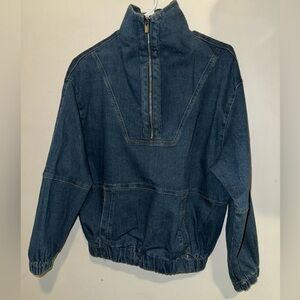 NWOT stretch Denim Cowl Neck Long Sleeve Top